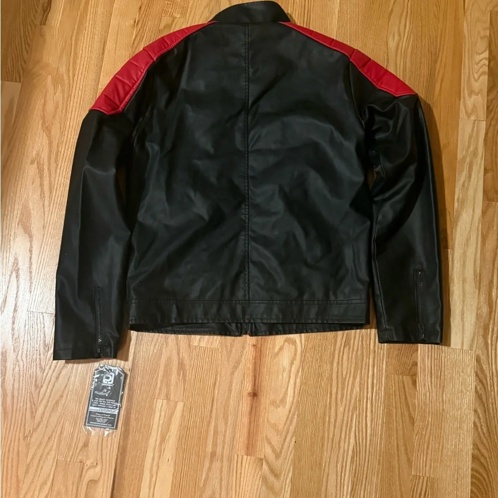 Black And Red Distortion Performance Men’s Leather Racing Jacket Size M - Picture 2 of 5